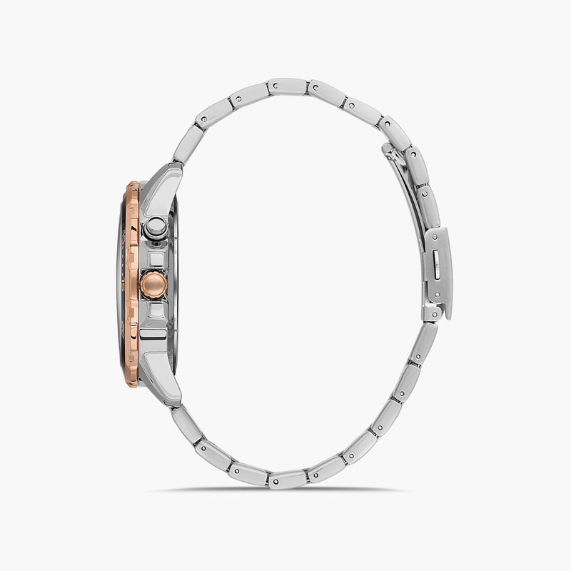 OMAX Men's Silver & Rose Gold Chronograph Watch - Image 2